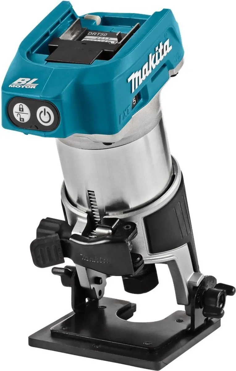 Makita DRT50ZJX9 Boven- en kantenfrees 18V - Zwart/Zilver/Turquoise