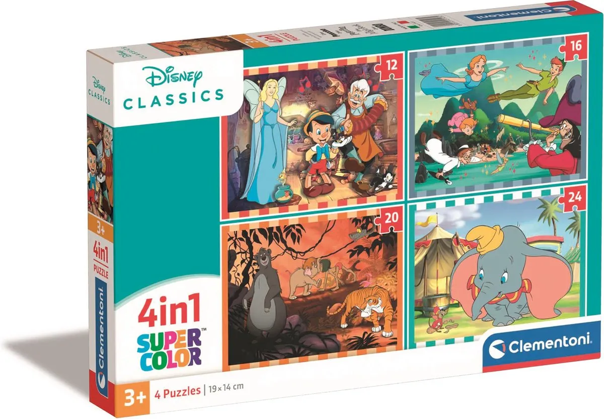Clementoni Disney Dieren Puzzel 4-in-1 72 Stuks - Multicolor