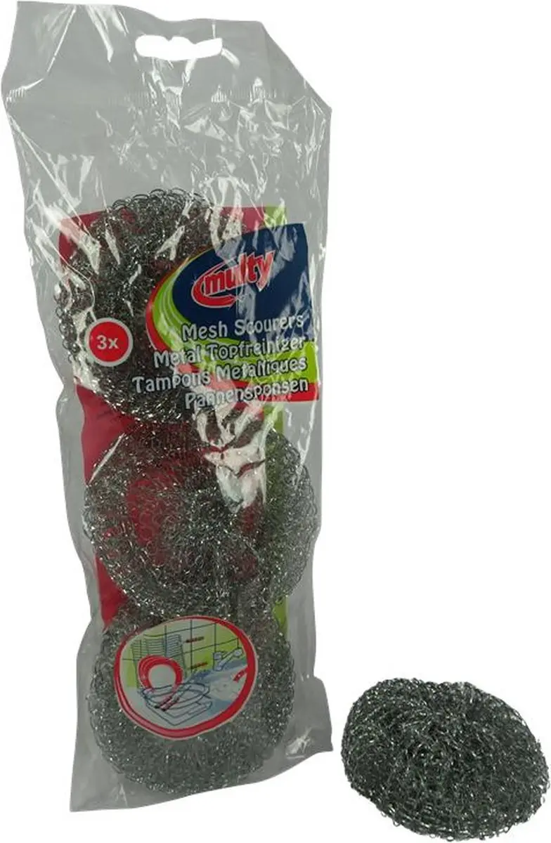 Multy Pannenspons Metaal - 3 Stuks