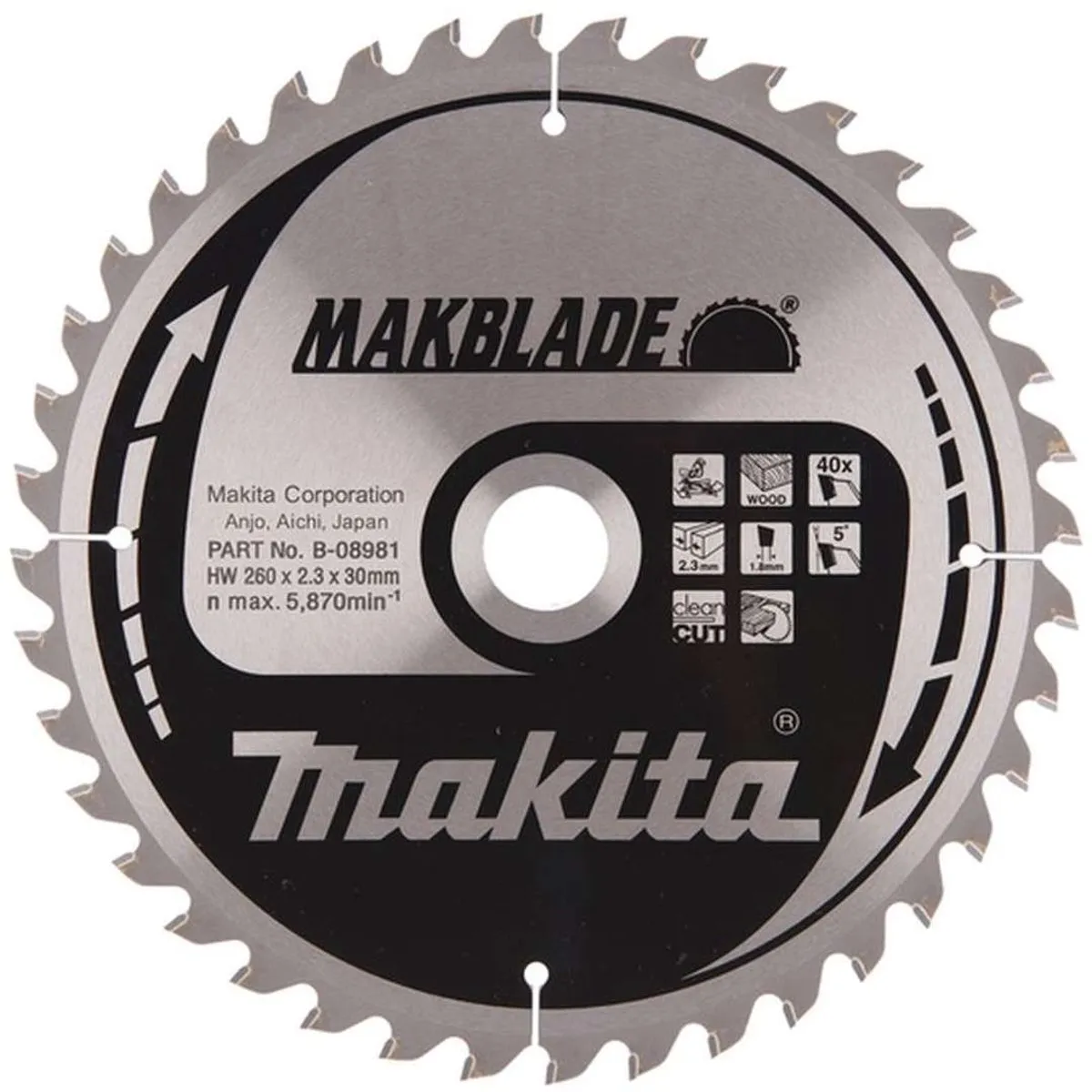 Makita B-32770 Afkortzaagblad Hout - Ø260mm 40T