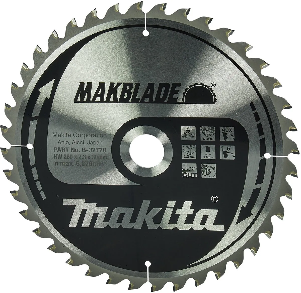 Makita B-32770 Afkortzaagblad Hout - Ø260mm 40T