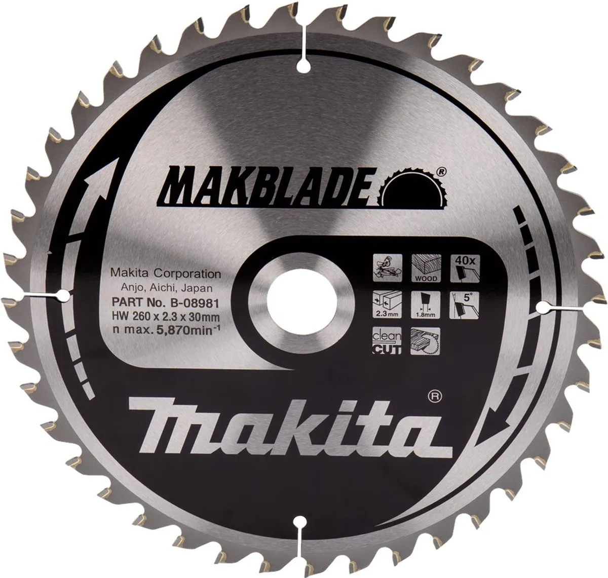 Makita B-32770 Afkortzaagblad Hout - Ø260mm 40T