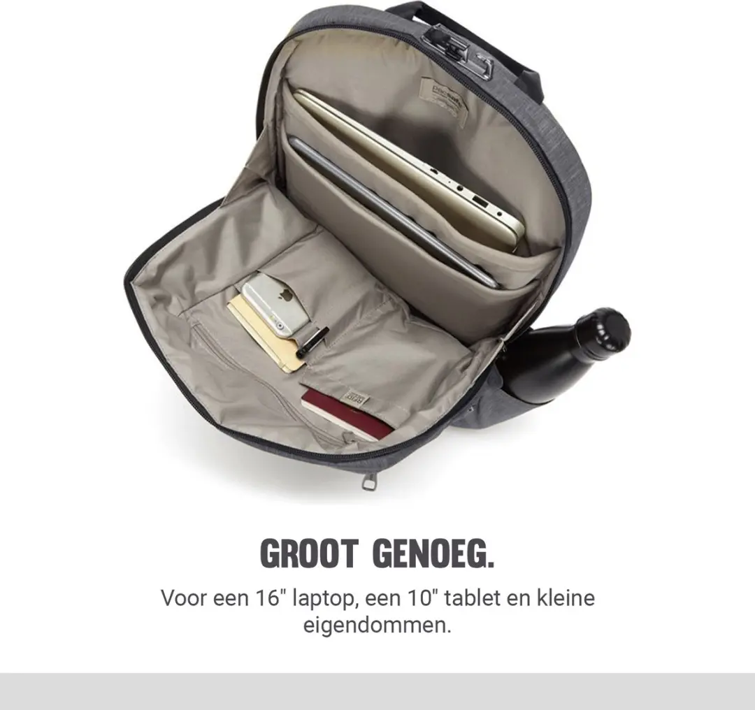 Pacsafe Metrosafe X Rugzak 20L - RFID-blokkerend - 16 inch - Grijs