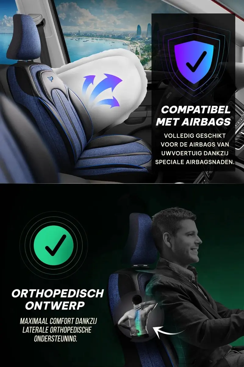 Panda Stoelhoezen Volvo C70 Sevilla Blauw - Voorstoelenset