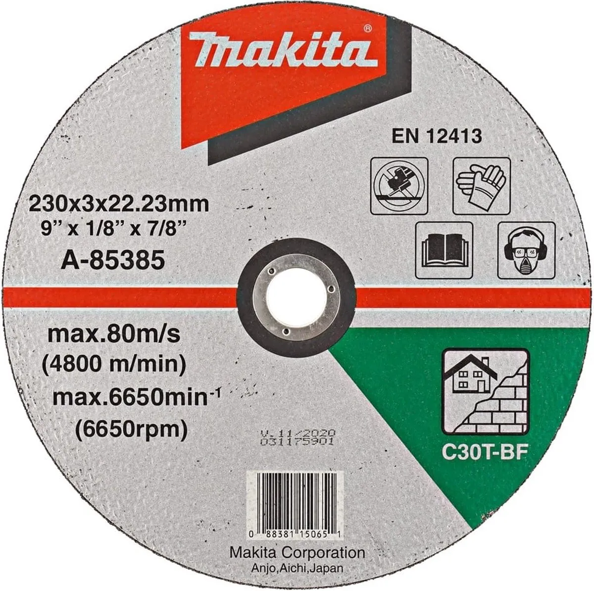Makita A-85385 Doorslijpschijf 230x3,2mm - Steen