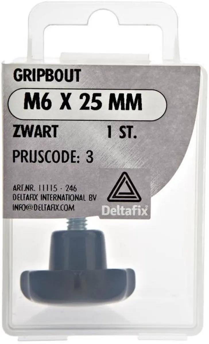 Deltafix Gripbout M6x25mm DIN-6336A - Zwart