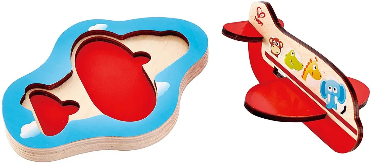 Hape 3D-Vliegtuig Puzzel E1611 - 3 Stuks - Rood