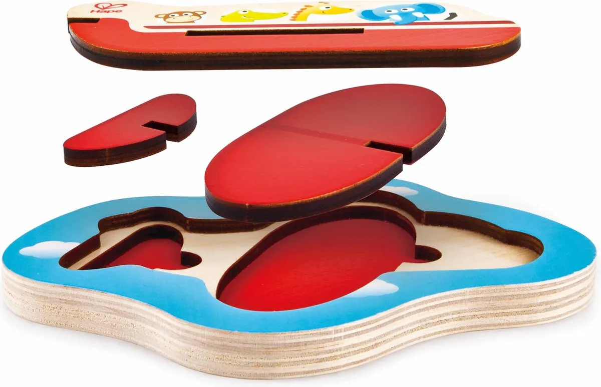 Hape 3D-Vliegtuig Puzzel E1611 - 3 Stuks - Rood