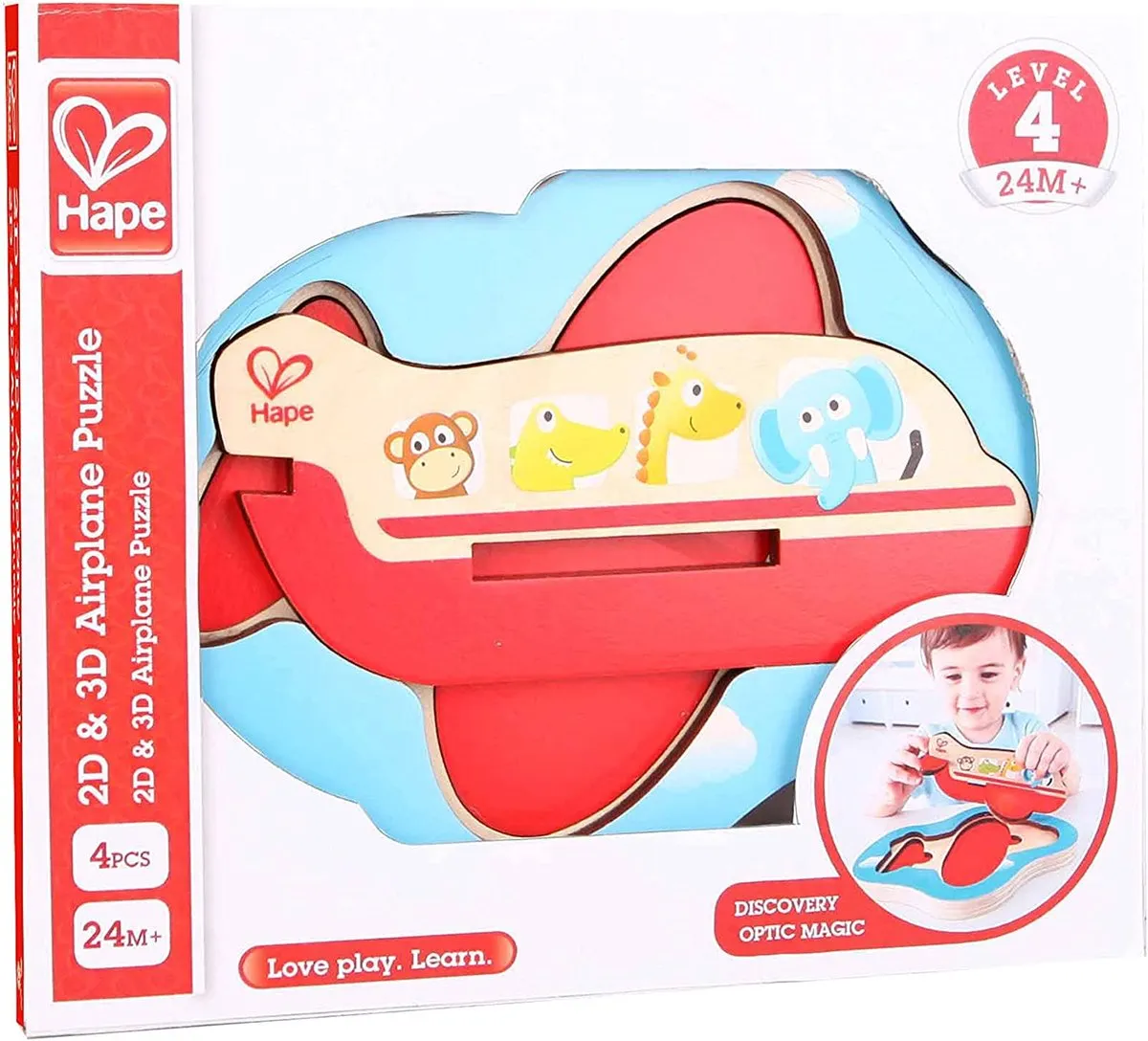 Hape 3D-Vliegtuig Puzzel E1611 - 3 Stuks - Rood