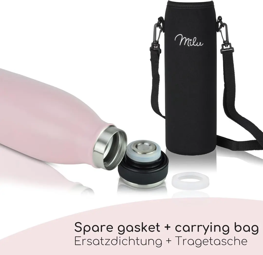 Milu Roestvrij Staal Waterfles 500ml - Roze - afbeelding 5 van 6