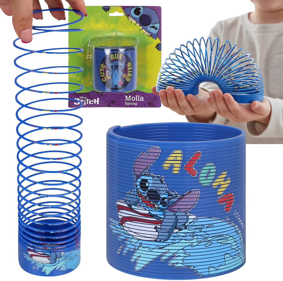 DISNEY Stitch MAGISCHE springveer speelgoed, trekveer voor kinderen, behendigheidsspeelgoed GROOT! 7 CM