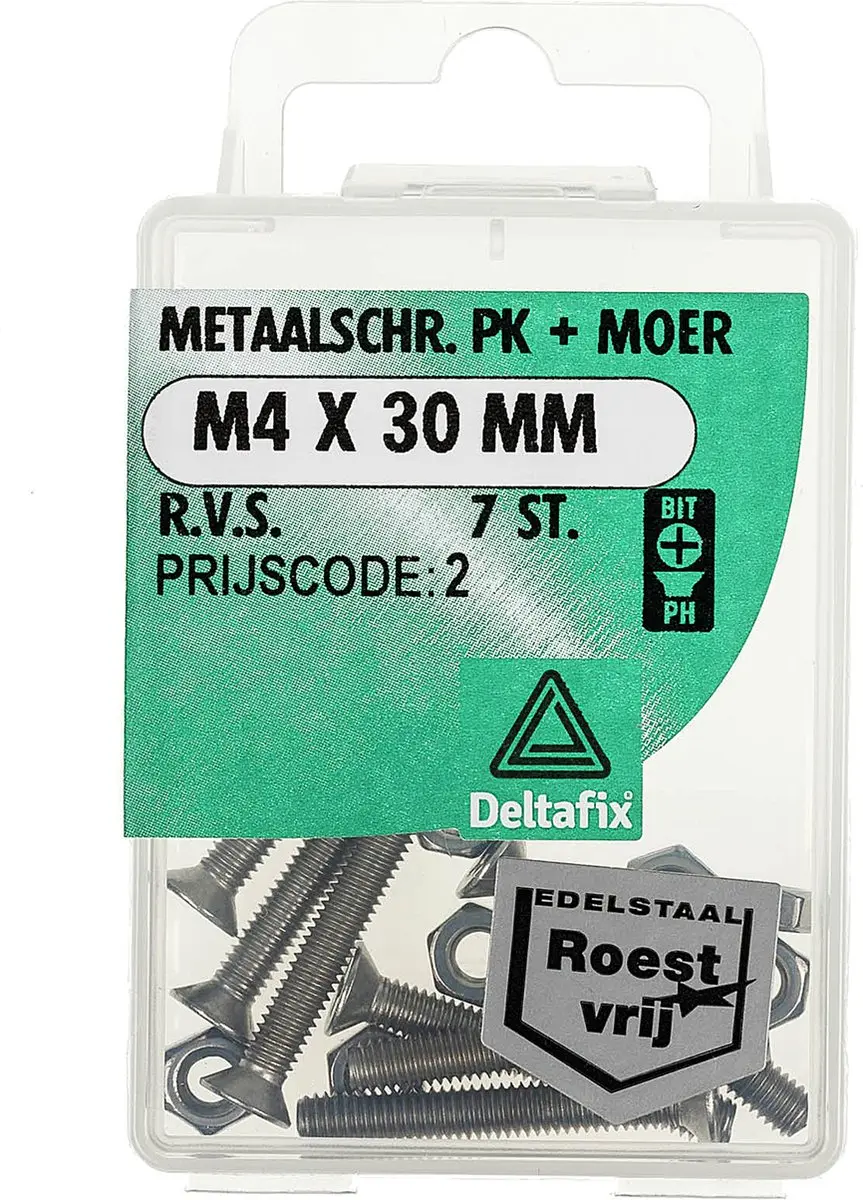 Deltafix RVS Bouten met moeren M4 x 40