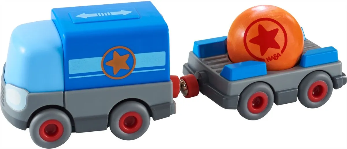 Haba Kullerbü Knikkerbaan Vrachtwagen met Aanhangwagen