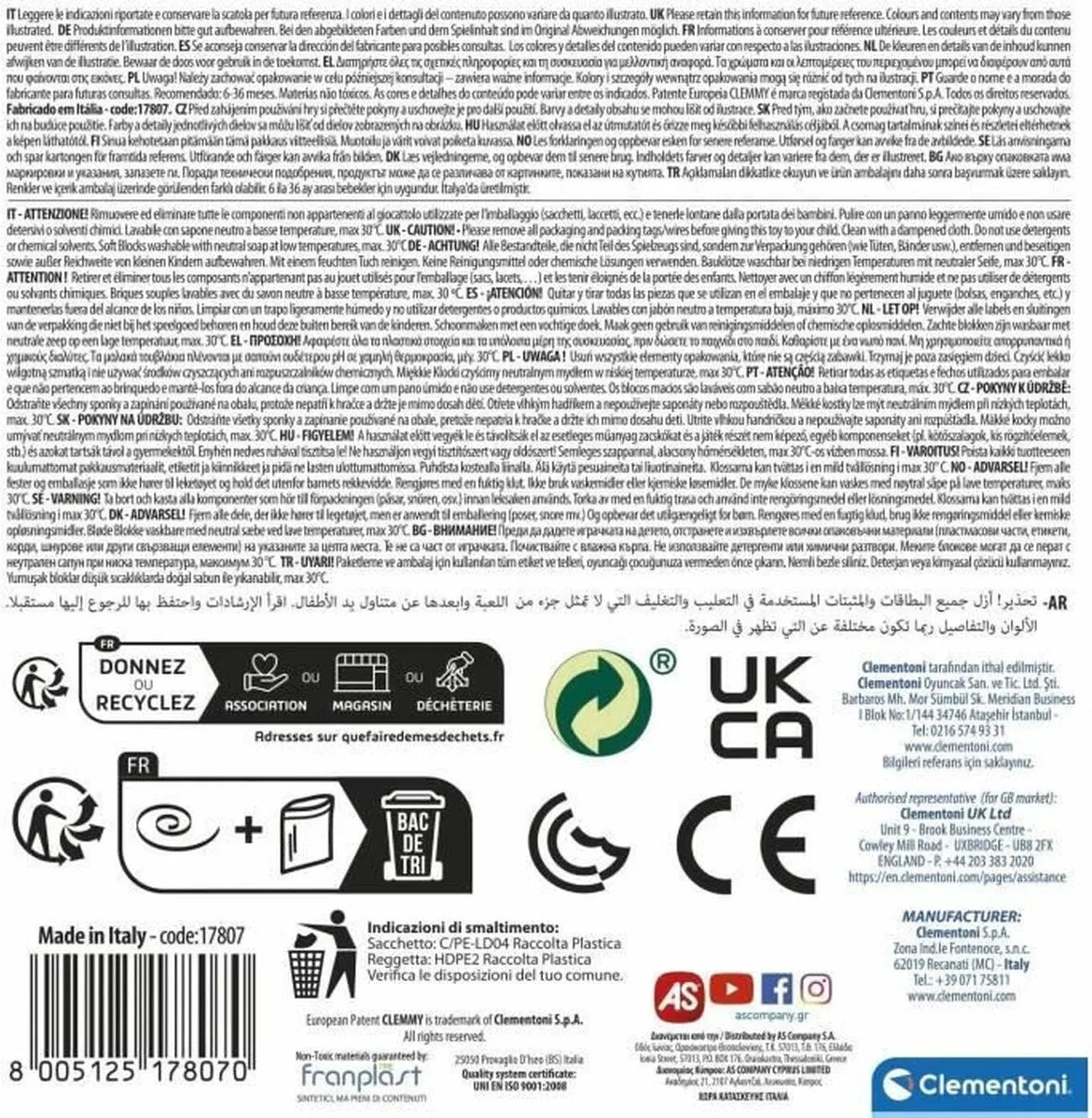 Clementoni Sensoriële Clemmy Blokken - 16 Stuks - Multicolor