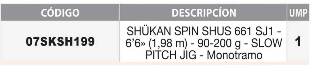 Sakura Shukan Shus Jigging Hengel 1.98m - Blauw