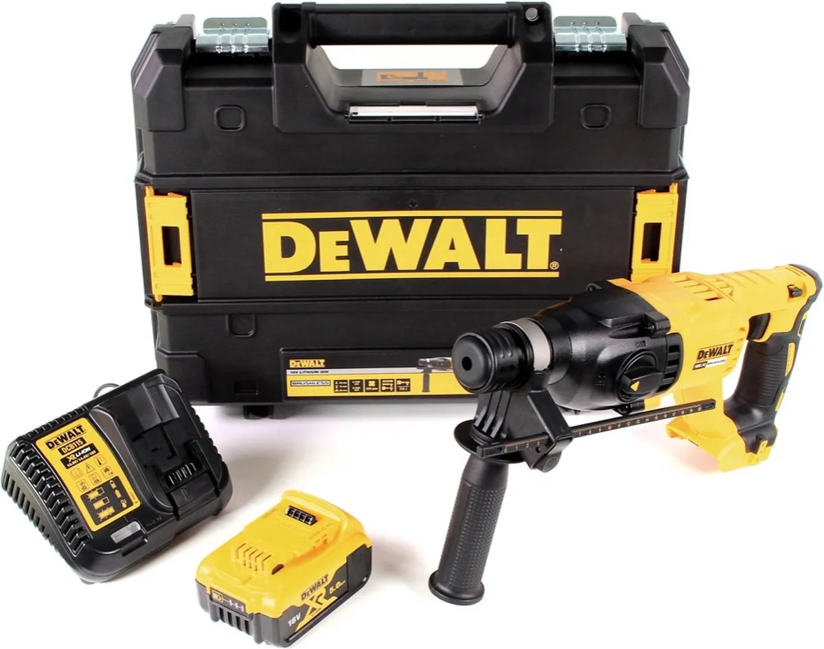 DeWalt DCH 133 P1 SDS Plus Accu Combihamer 18V 2.6J - 5.0Ah + Lader + TSTAK - afbeelding 2 van 5