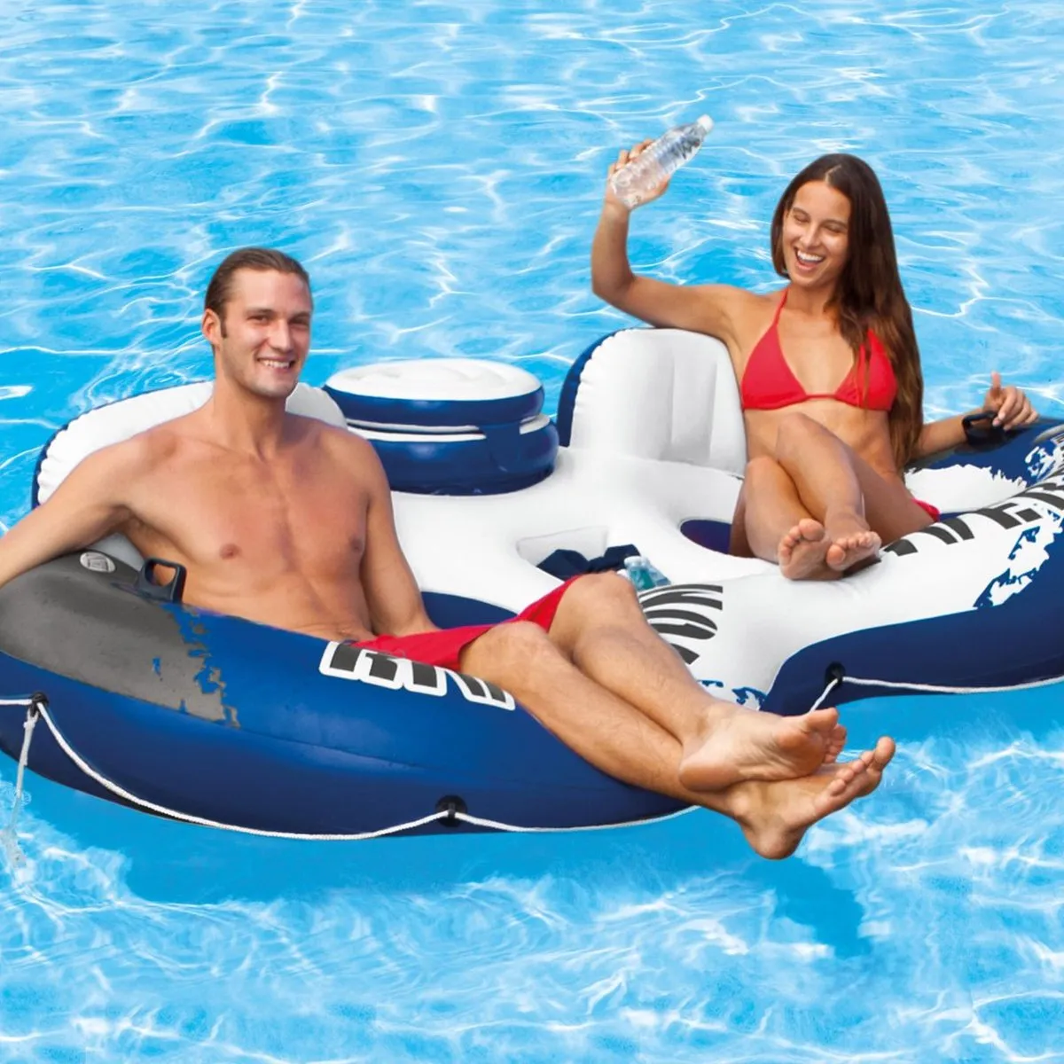 Intex River Run 2 Opblaasboot 243x157cm - Blauw/Wit/Zwart