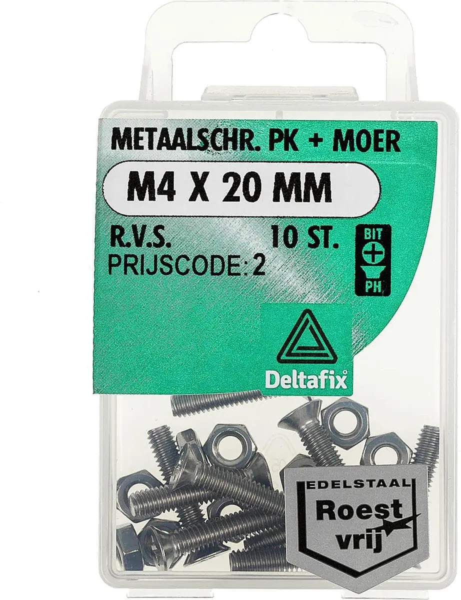 Deltafix M4 x 20mm RVS Bouten met Moeren