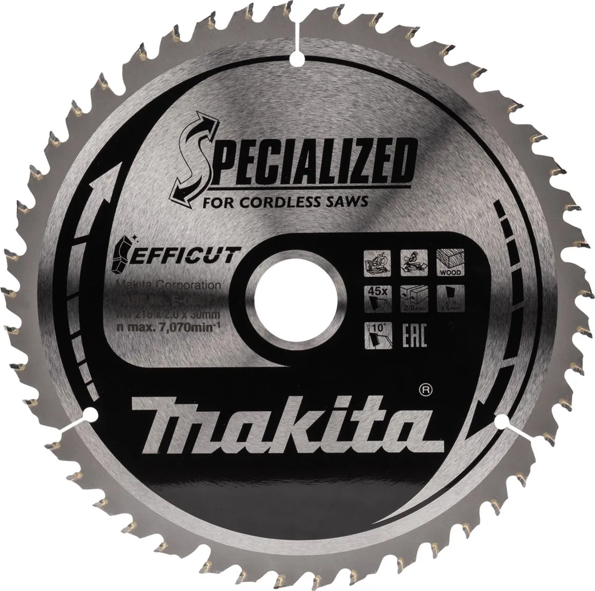Makita Efficut Cirkelzaagblad Hout Ø216mm 45T