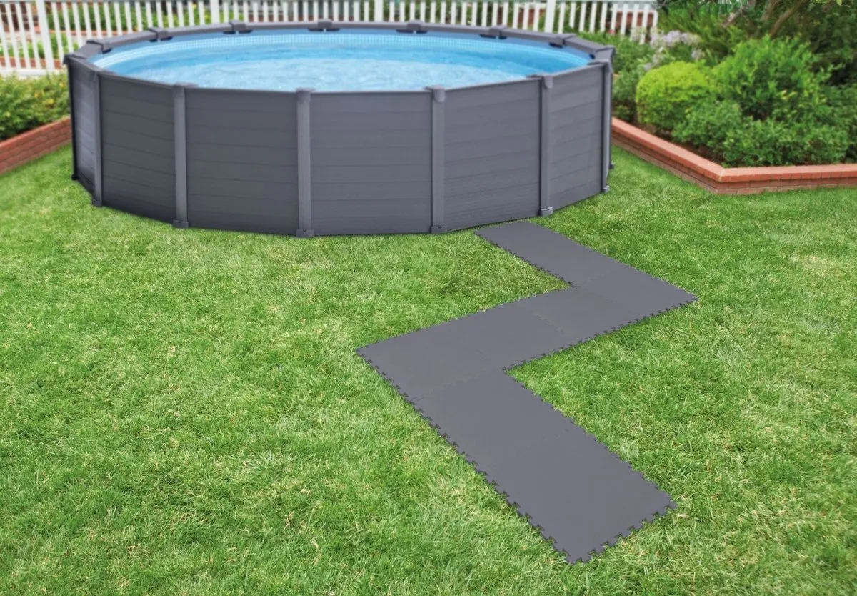 Intex Puzzelmat 50x50cm - 8 Stuks - Grijs - afbeelding 6 van 6