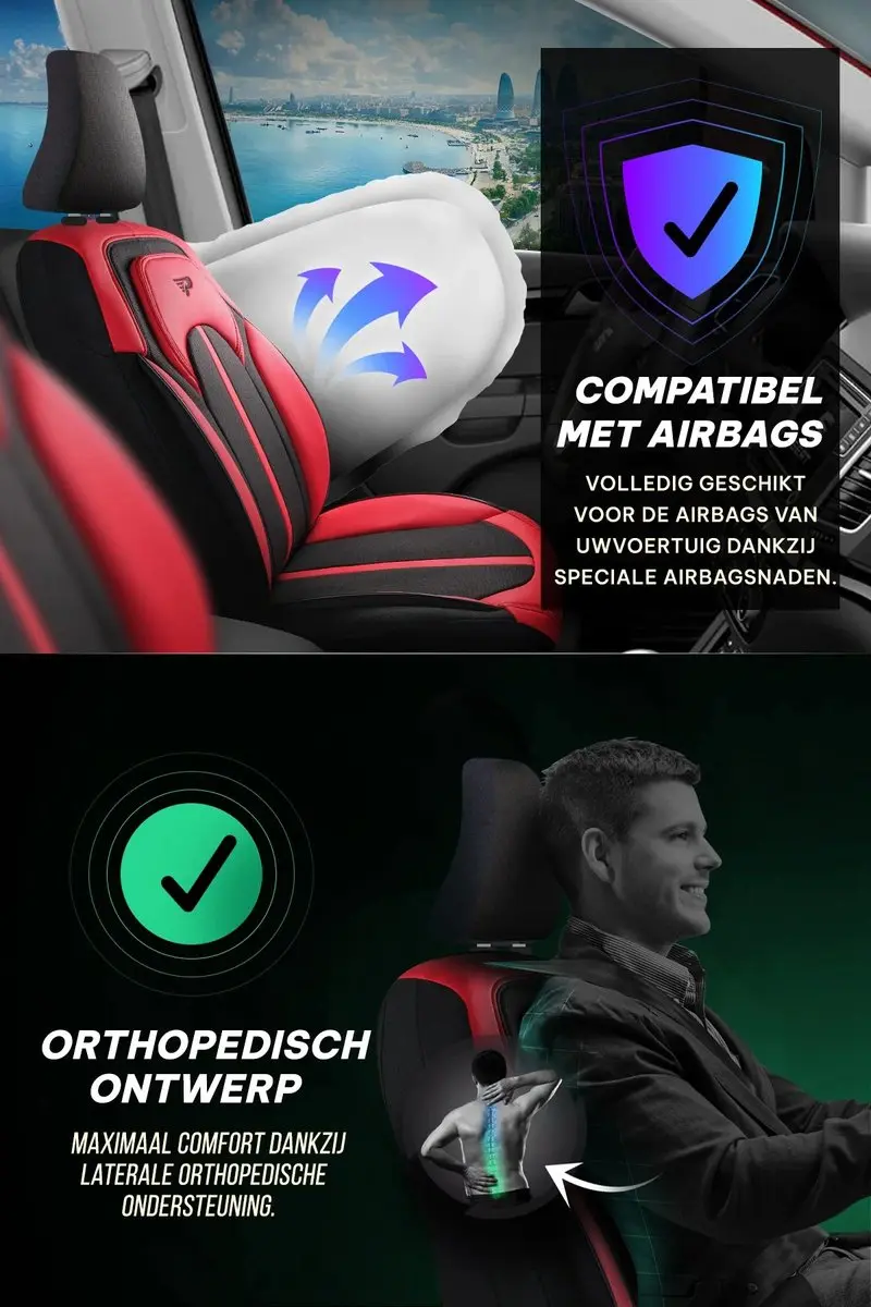 Panda Stoelhoezen Toyota Corolla Verso 2002-2009 Sevilla Rood - Voorstoelenset