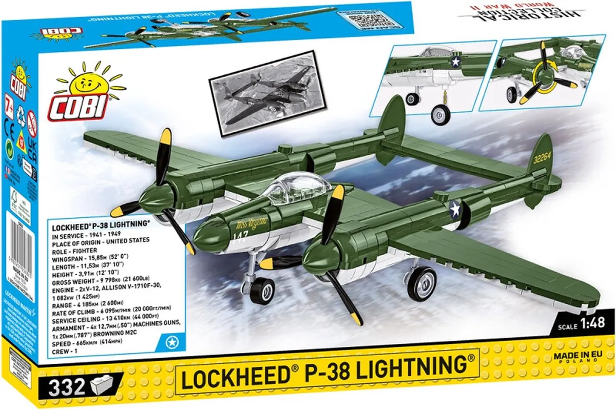 Cobi Lockheed P-38 Lightning COBI-5882 - 332 Stukken - Meerkleurig