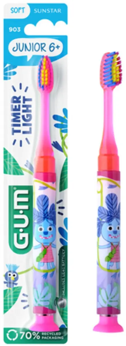 Gum Tandenborstel Light Up Kids 7-9 jaar - 3 Stuks - Blauw