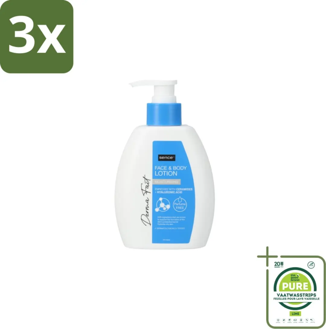 Sence Face & Body Lotion Derma Moisturising 750ml - 3 Stuks