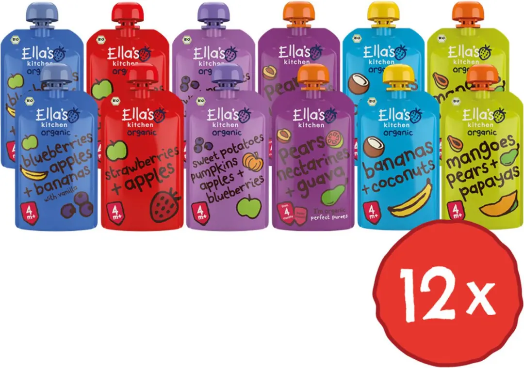 Ella's Kitchen Knijpzakjes 4+ Maanden - 12 Stuks