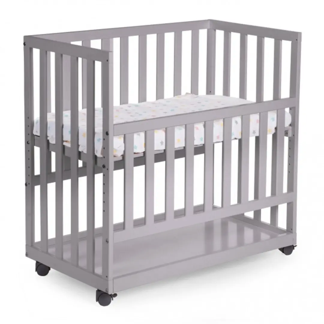 Childhome Bedkant Wieg Beuk Grijs 50x90cm - met wielen