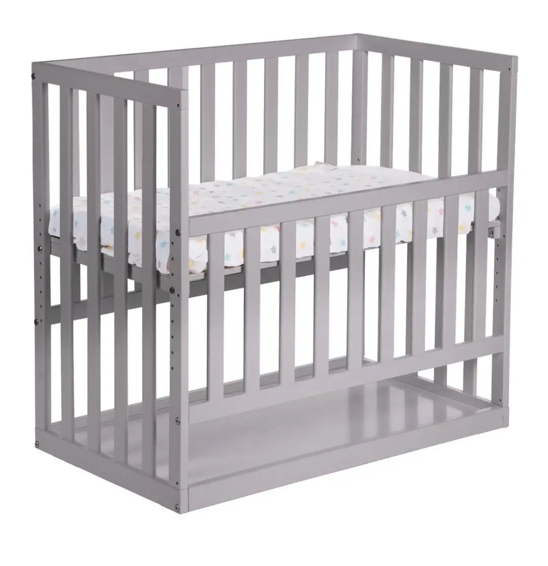 Childhome Bedkant Wieg Beuk Grijs 50x90cm - met wielen