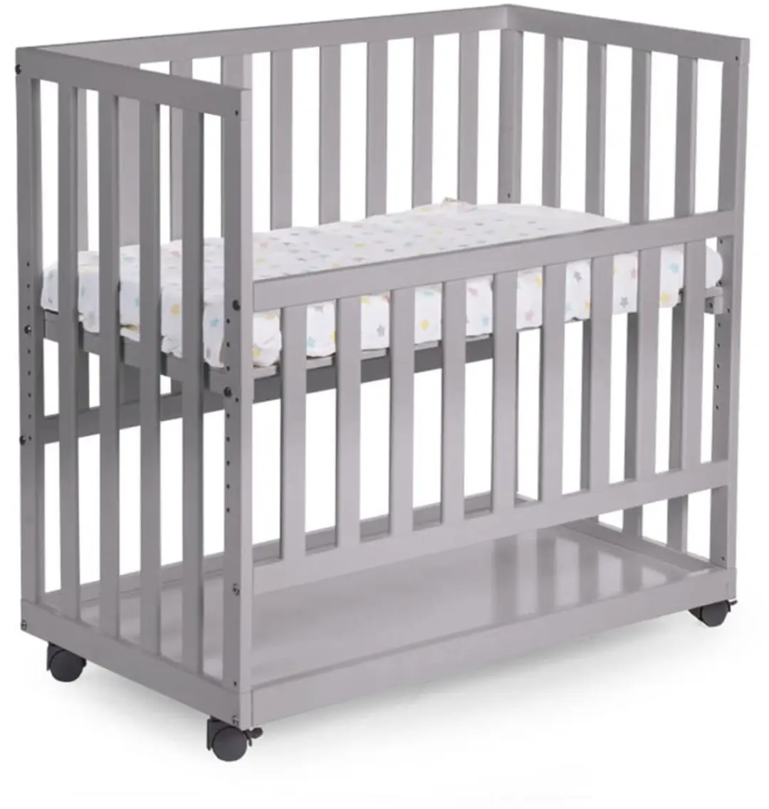 Childhome Bedkant Wieg Beuk Grijs 50x90cm - met wielen
