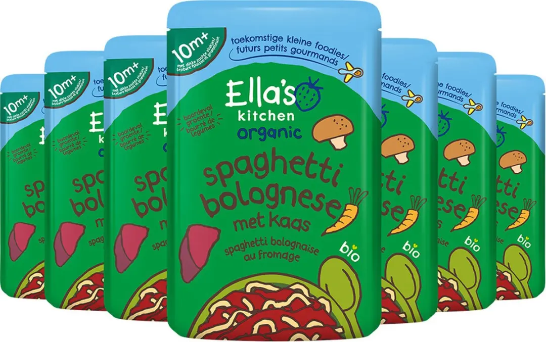 Ella’s Kitchen Biologisch Maaltijdzakje Spaghetti Bolognese + Kaas 7x190g