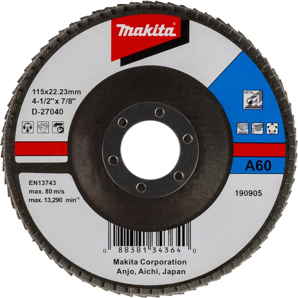 Makita D-27040 Lamellenschuurschijf 115mm K60 - Vlak