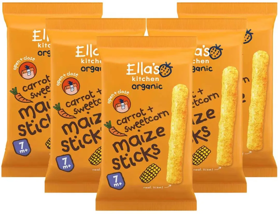 Ella’s Kitchen Gepofte Smikkelstengels 7+ Mais Wortel - 80g (5x16g)