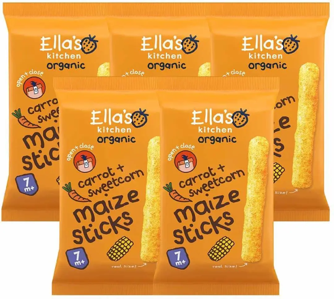 Ella’s Kitchen Gepofte Smikkelstengels 7+ Mais Wortel - 80g (5x16g)