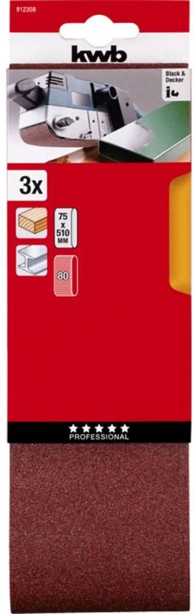 KWB Schuurband 75x510mm Korrel 80 - 3 Stuks
