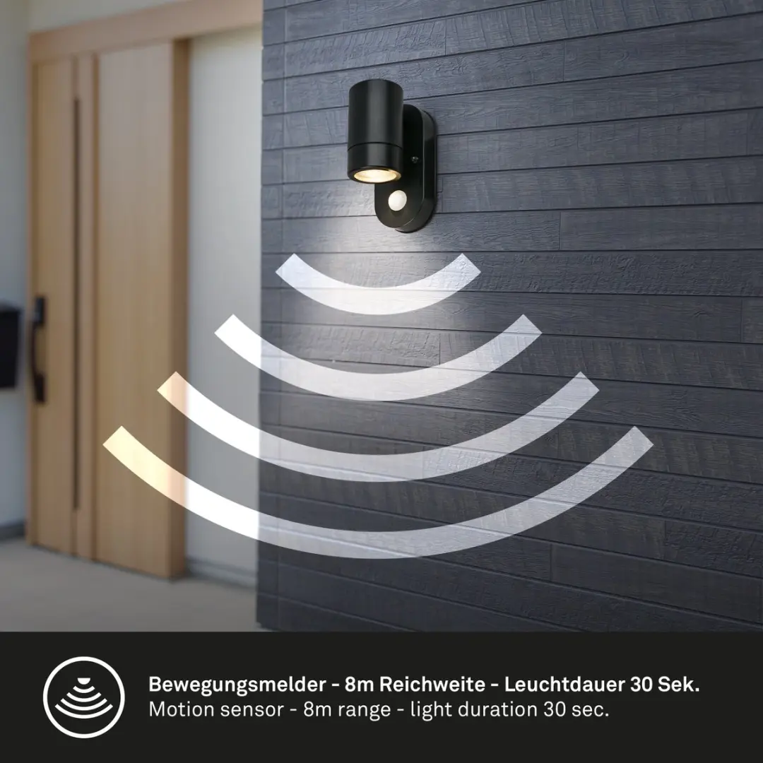 Briloner LED Wandlamp 3789015 - Bewegingsmelder IP54 - Zwart