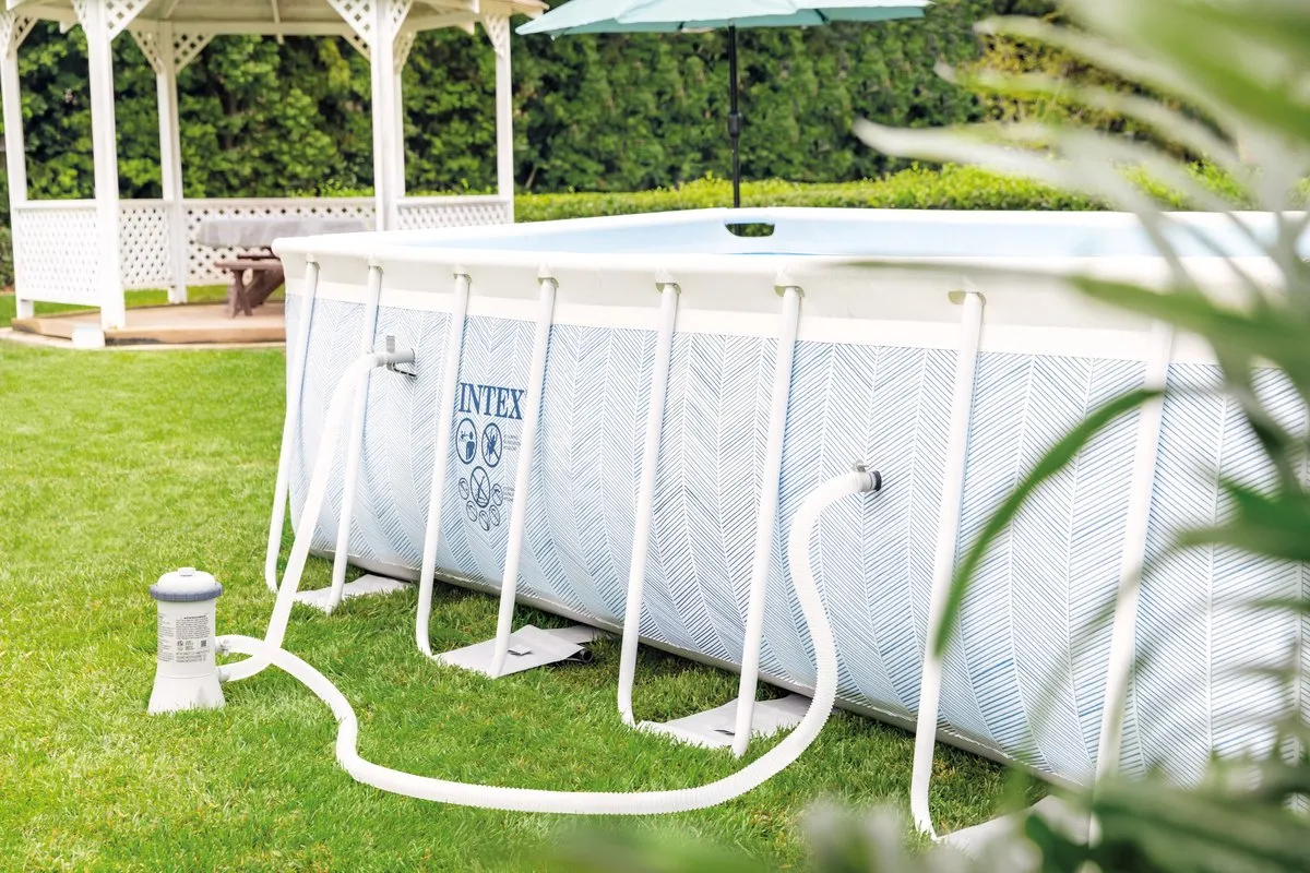 Intex Chevron Prism Opzetzwembad 400x200x100cm - 6.84m³ - Wit/Blauw - afbeelding 3 van 6