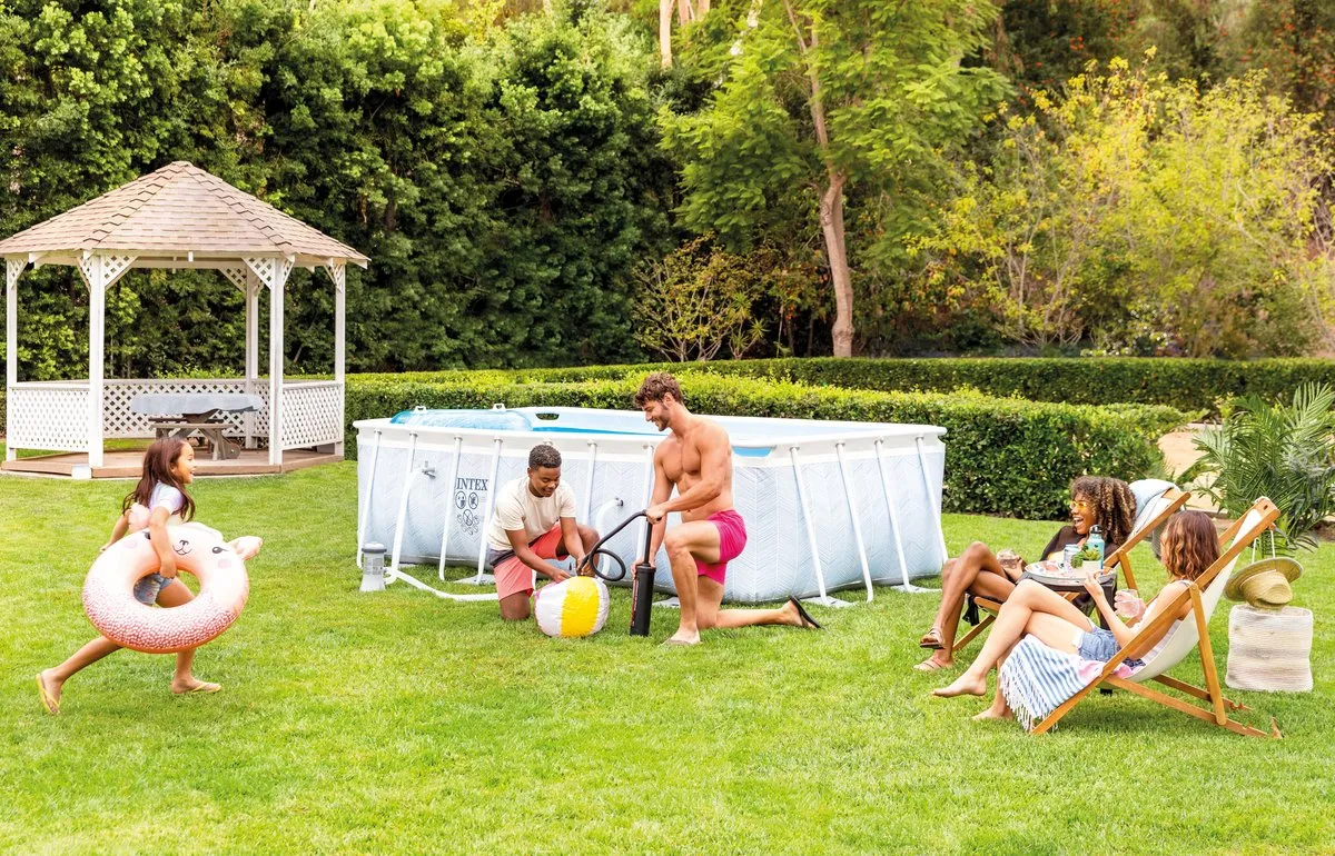 Intex Chevron Prism Opzetzwembad 400x200x100cm - 6.84m³ - Wit/Blauw - afbeelding 2 van 6