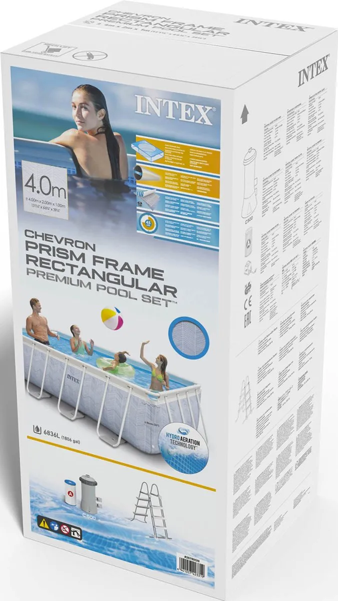 Intex Chevron Prism Opzetzwembad 400x200x100cm - 6.84m³ - Wit/Blauw - afbeelding 6 van 6