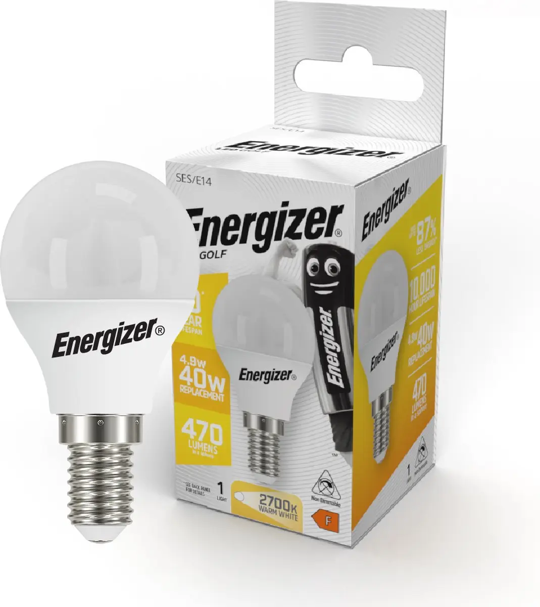 Energizer LED Kogellamp E14 4,9W Warmwit