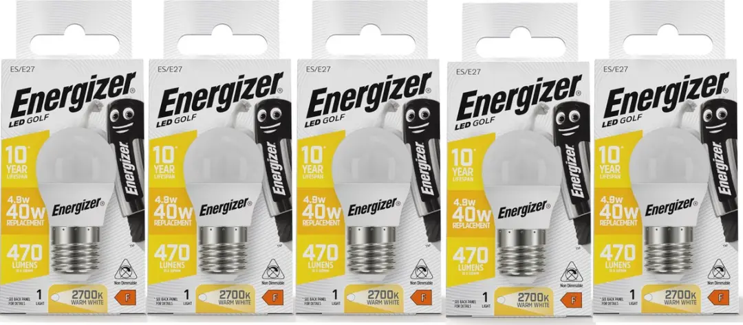 Energizer LED Kogellamp E27 4,9W Warmwit - 5 Stuks