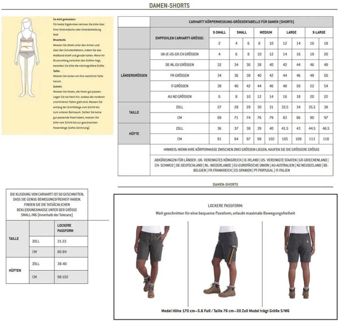 Carhartt Force Ripstop Dames Werkshort M - Black