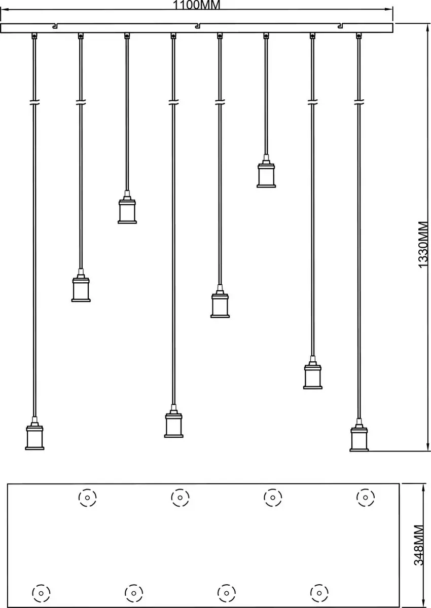 Brilliant Darcia Hanglamp E27 - 8x60W - Zwart