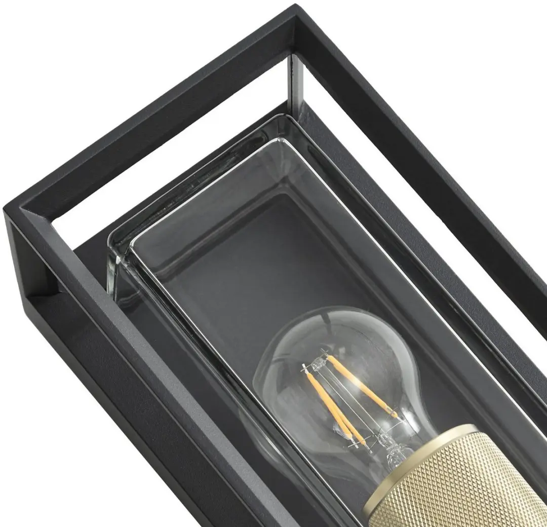 ARCCHIO Wandlamp Buiten Aluminium Glas 1 Licht - Antraciet/Messing - afbeelding 6 van 6