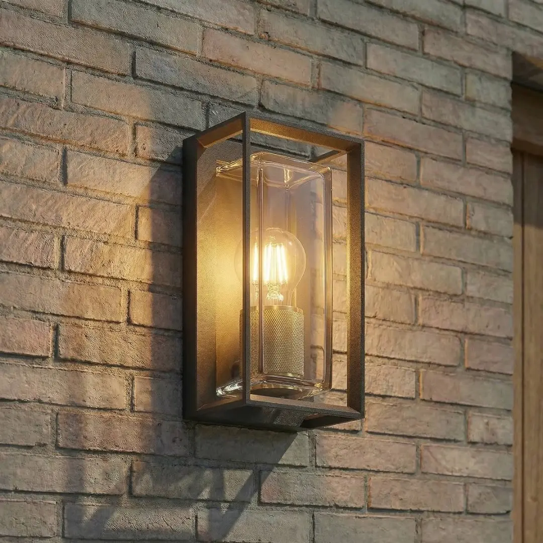 ARCCHIO Wandlamp Buiten Aluminium Glas 1 Licht - Antraciet/Messing