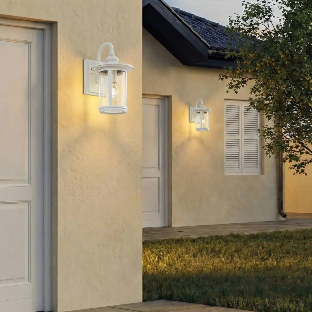 Lindby Wandlamp Buiten Aluminium Glas 1xE27 Wit Transparant