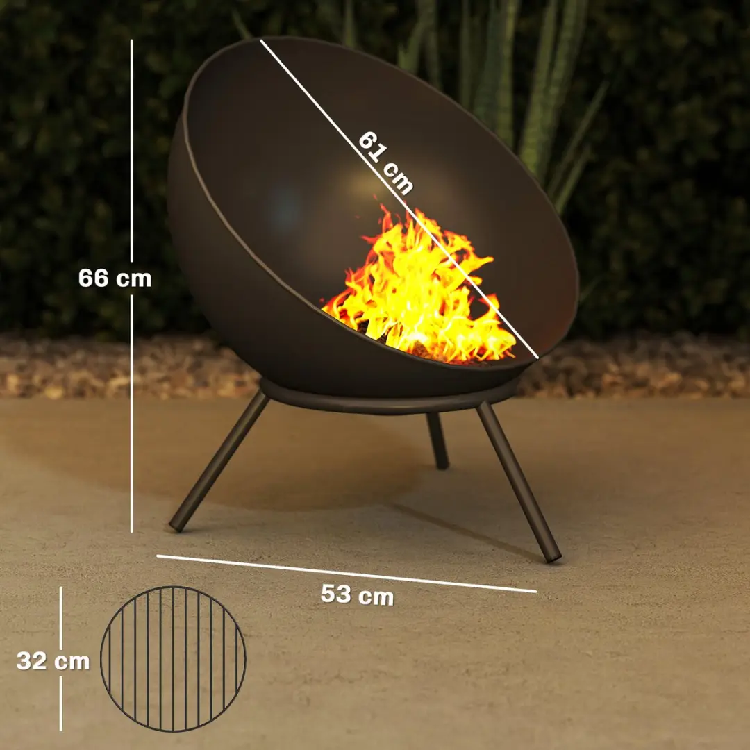 Outsunny Vuurkorf Metaal 60L - Zwart