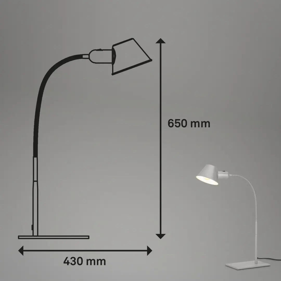 Briloner Tafellamp Flexibel 65cm - Chroom - E27 10W